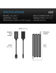 AC Infinity UIS Lighting Adapter Type-A, voor RJ11/12-connectorlampen met PWM- of 0-10V-dimmers