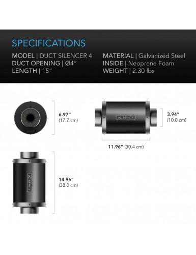 AC Infinity Pipe Silencer (10 cm) – Maximale Geluidsdemping voor je Ventilatie