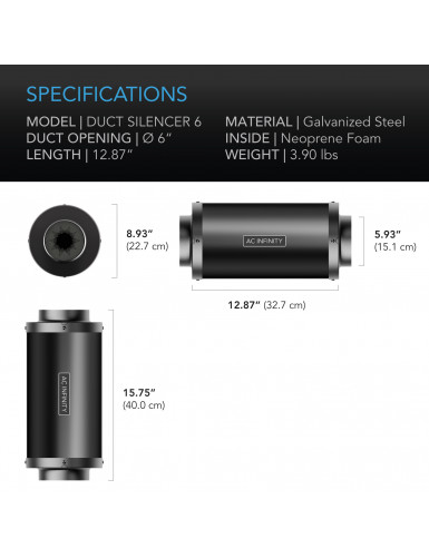 AC Infinity Pipe Silencer (15 cm) – Superieure Geluidsdemping voor je Kweekruimte