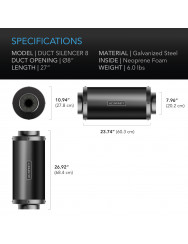 AC Infinity Pipe Silencer (20 cm) – Ultieme Geluidsdemping voor Grote Ventilatiesystemen