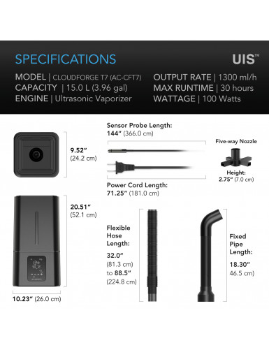 AC Infinity Cloudforge T7, luchtbevochtiger 15 liter