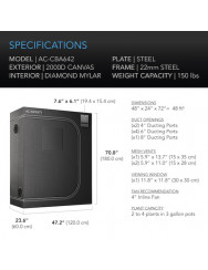 AC Infinity CLOUDLAB 642, Advance kweektent 120 x 60 x 180 cm, 2000D Diamond Mylar-stof