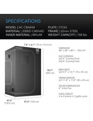 AC Infinity CLOUDLAB 844, Advance kweektent 120 x 120 x 200 cm, 2000D Diamond Mylar-stof