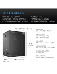 AC Infinity CLOUDLAB 866, Advance kweektent 150 x 150 x 200 cm, 2000D Diamond Mylar-stof