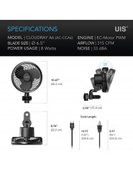 AC-Infinity Cloudray A6, clipventilator voor kweektenten, 150 mm