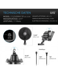 AC-Infinity Cloudray S9, oscillerende clipventilator voor kweektenten 225 mm