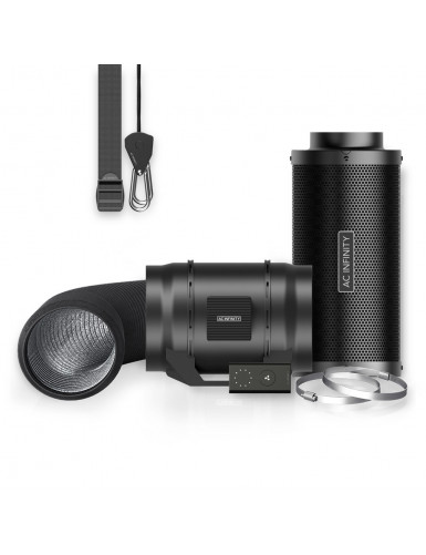 AC Infinity Luchtfilterset 200 mm, inline kanaalventilator, snelheidsregelaar en actief koolstoffilter