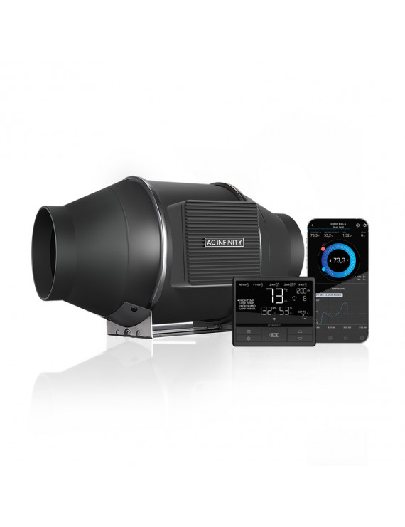 AC Infinity Cloudline Pro T4, stille inline-ventilatorsysteem met temperatuur- en vochtigheidsregeling, 100 mm