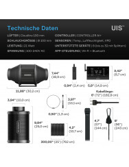 AC Infinity Luchtfilterset PRO 100 mm, inline-ventilator met AI+ controller en koolstoffilter 