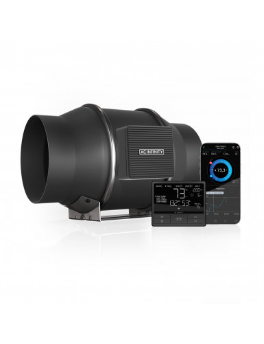 AC Infinity Cloudline Pro T6, stille inline-ventilatorsysteem met temperatuur- en vochtigheidsregeling, 150 mm