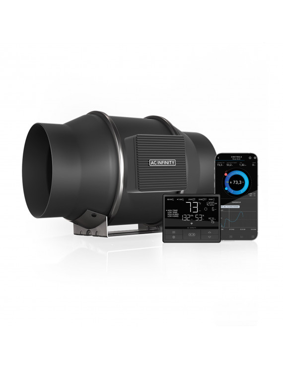 AC Infinity Cloudline Pro T6, stille inline-ventilatorsysteem met temperatuur- en vochtigheidsregeling, 150 mm