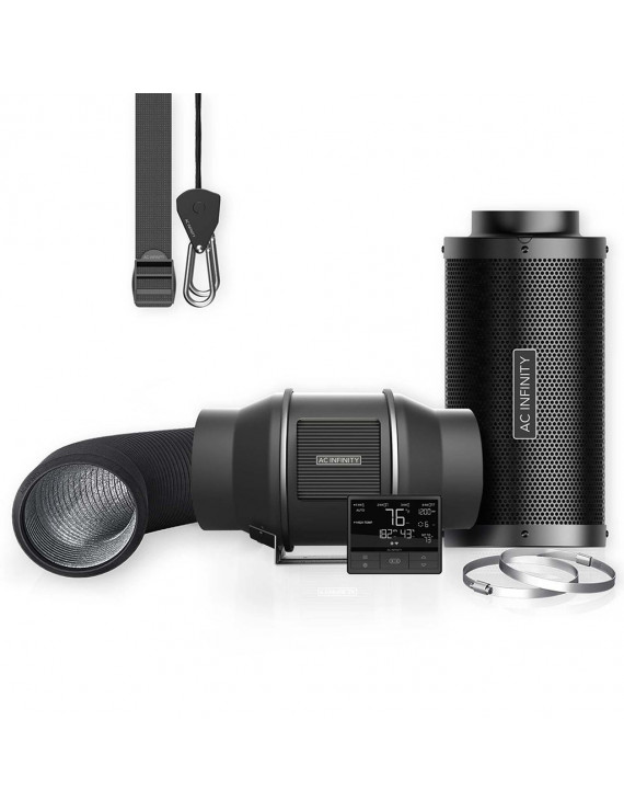 AC Infinity Luchtfilterset PRO 150 mm, inline-ventilator met slimme controller en koolstoffilter 