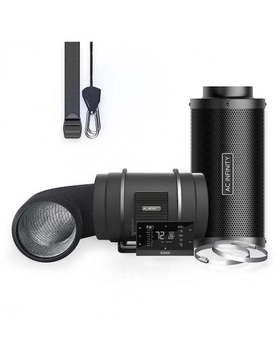AC Infinity Luchtfilterset PRO 200 mm, inline-ventilator met AI+ controller en koolstoffilter 