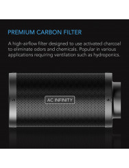 AC Infinity Navulbare actieve koolfilterset, met actieve kool navulverpakking, 150 mm