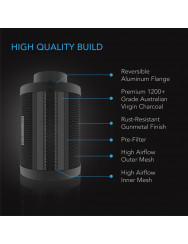 AC Infinity Navulbare actieve koolfilterset, met actieve kool navulverpakking, 150 mm
